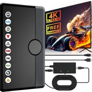 TV Antenna Indoor Outdoor 2025 for Smart/Old TV for Long Range 360° Reception and Local Channels Digital HD Antenna with Amplifier Signal Booster Supports 8K 4K 1080p – 26.2 ft HDTV Coax Cable