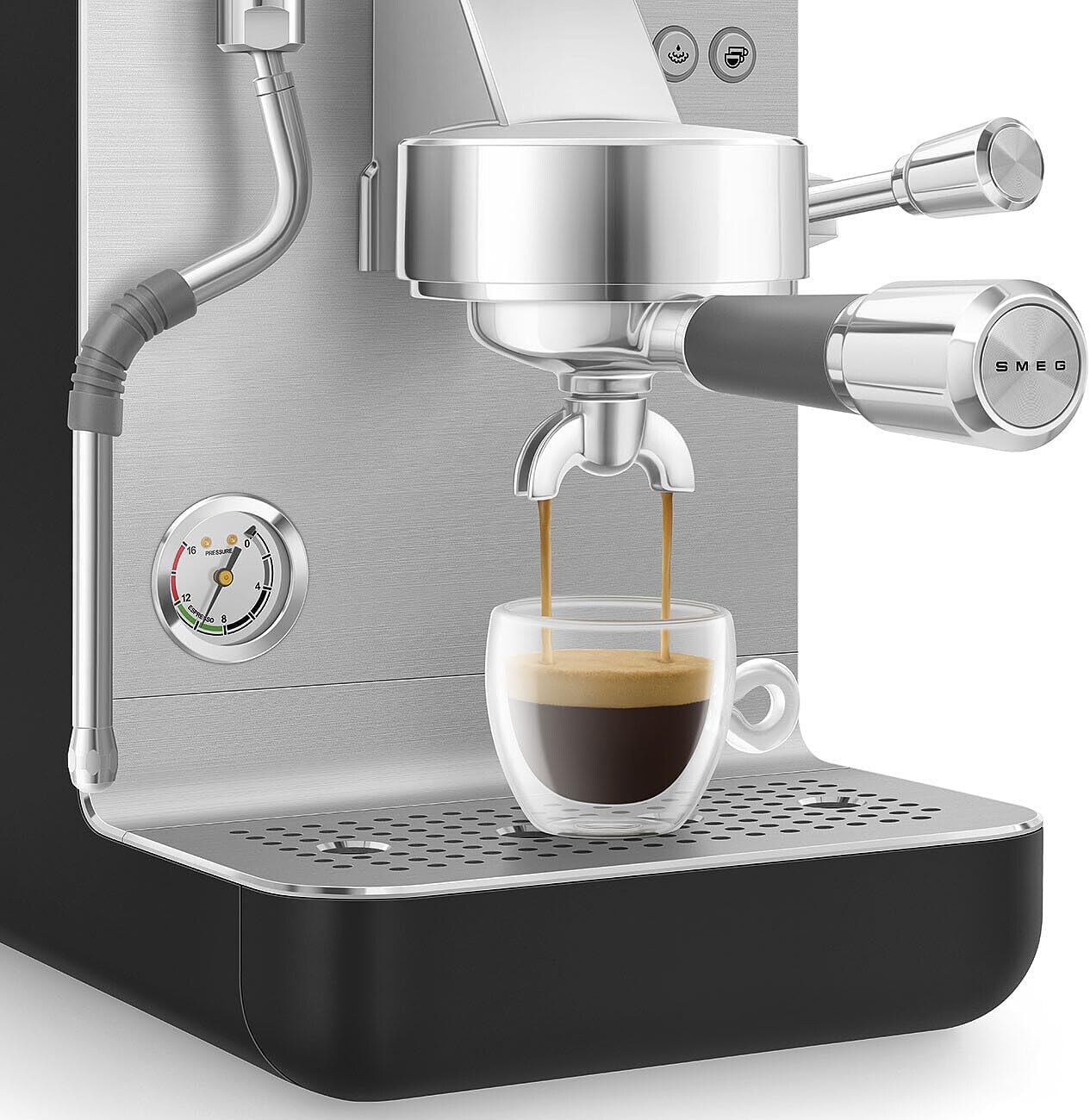 Smeg Semi-Pro Espresso Machine – 15-Bar Pump, Triple Thermoblock Heating, 58mm Filter Holder & Steam Wand – Made in Italy (Black) - Image 8