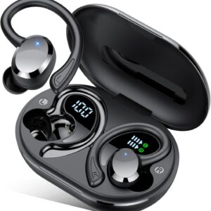 sprtoybat Wireless Earbuds, 2025 New Bluetooth 5.4 Headphones Sport Earphones with 68Hrs Playtime LED Display ENC Noise Cancelling Mic, IPX7 Waterproof Over Ear Ear Buds with Hook for Sports/Running