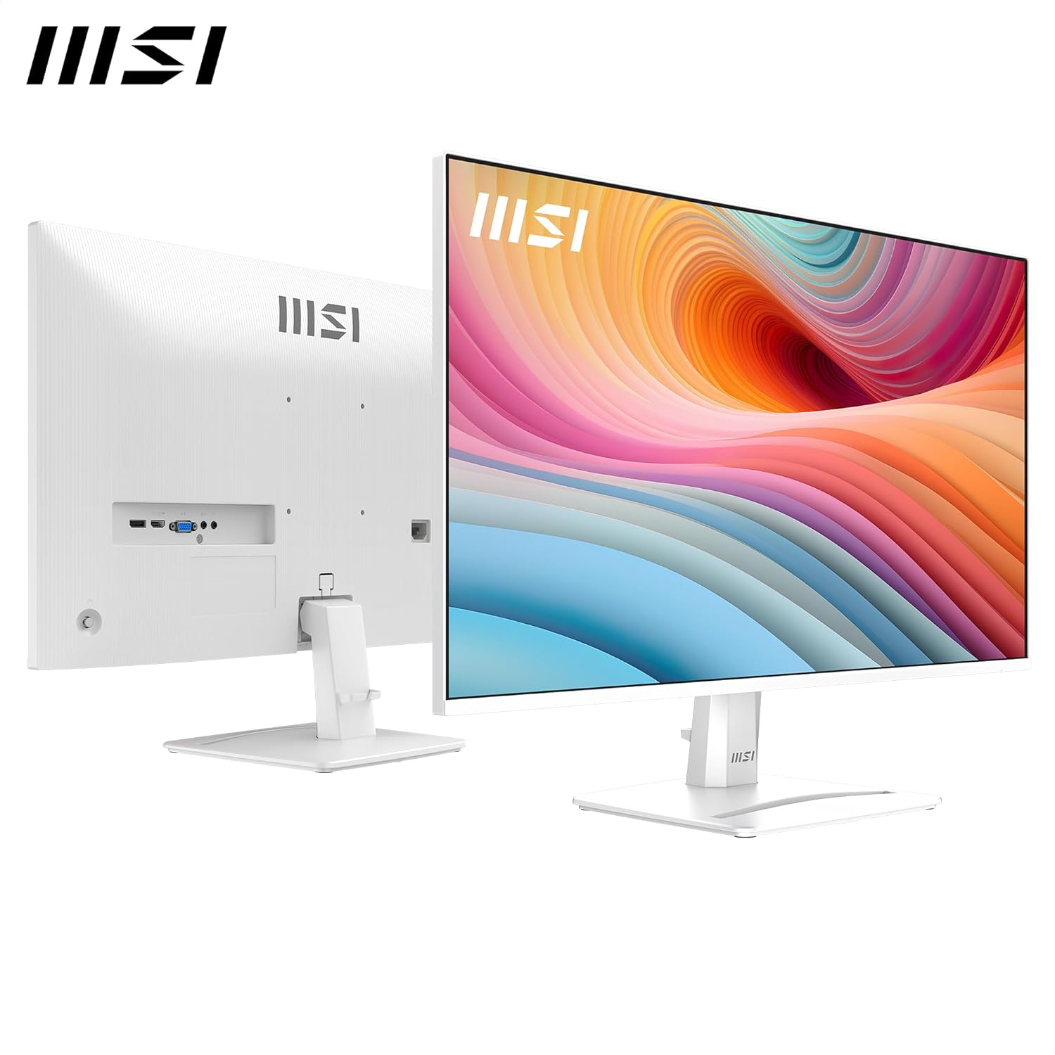 msi PRO MP275W E2 27-inch IPS 1920 x 1080 (FHD) Gaming Office Monitor, 120Hz, Free-Sync, HDMI, DisplayPort, VGA Port, VESA Mountable, Tilt, Speaker, 4-Side Slim Bezel 1ms, White - Image 2