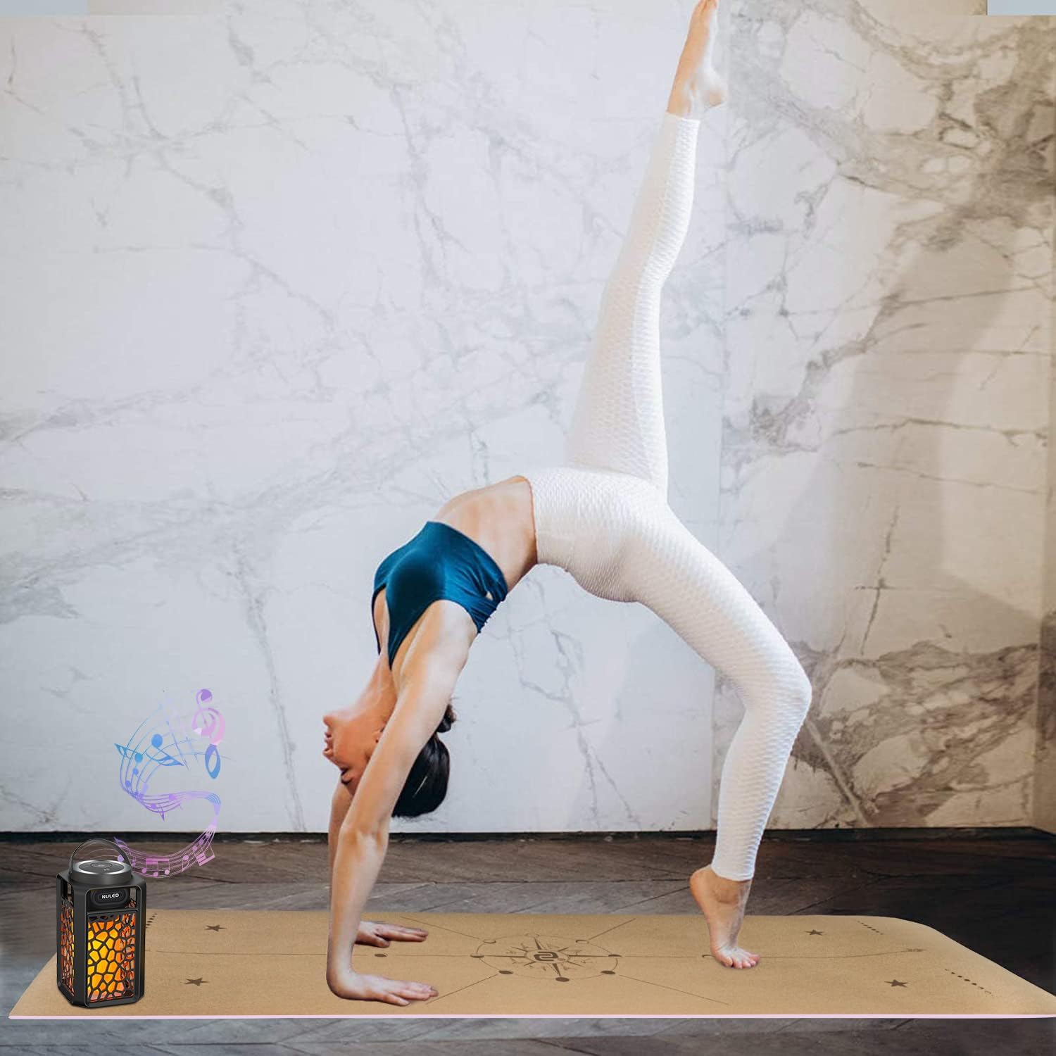 Numat Cork Yoga Mat 6mm (1/4 inch) Thick 72 x 24 in, Sweatproof NonSlip Eco-friendly, Lightweight TPE foam with Alignment Lines, Great for Hot Yoga, Pilates, Gym and Exercise, Black Carrying Bag w. Strap Included - Image 6