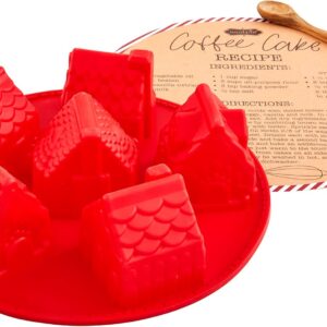 Mud Pie Xmas Home Mold Set, mold 12 1/4″ dia | spoon 7″,Red