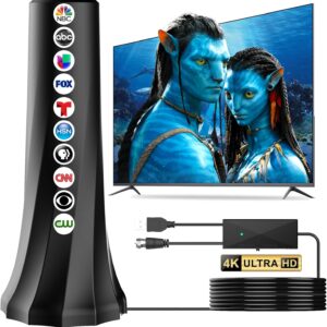 2026 TV Antenna Indoor,Antenna for Smart TV 1900+ Miles Range,HDTV Antennas for Local Channels 360° Signal Booster Reception,Portable Antenna Indoor Outdoor Support 8K 4K 1080p All TVs-25FT Coax Cable