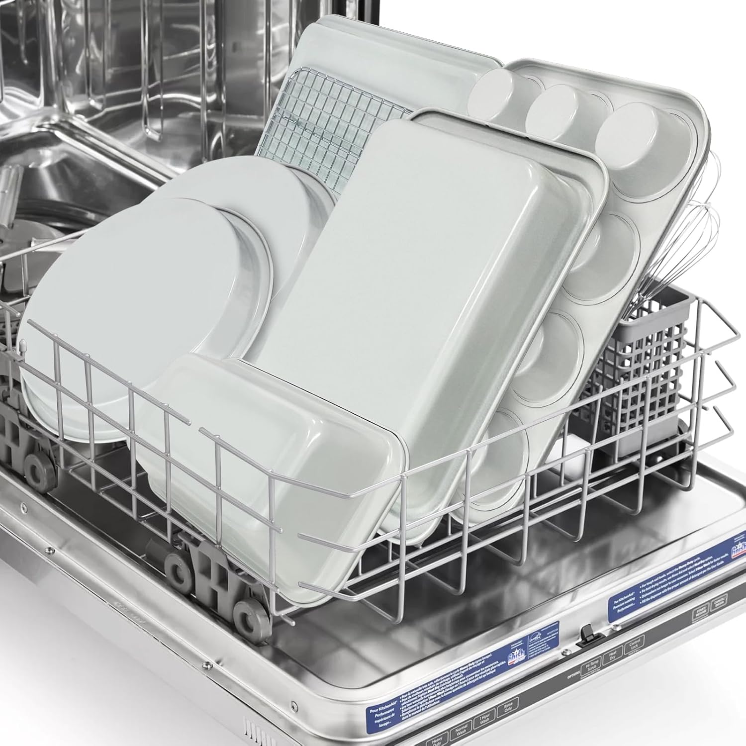 Nonstick Bakeware Set 10 Pcs, Professional Kitchen Bicolor Baking Pans Set with Cookie Sheets, Muffin Pan, Loaf Pan, Cake Pan and Cooling Rack, Dishwasher Safe, 0.8mm Thick Heavy Duty - Image 7