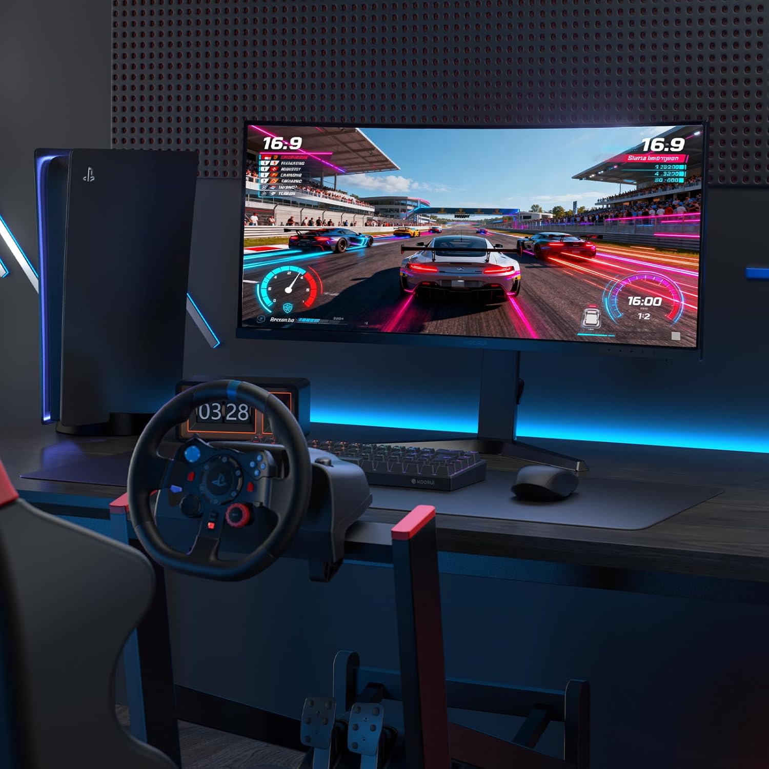 KOORUI 34-inch Curved Ultrawide WQHD 3440×1440 Gaming Monitor, 180Hz 1000R- PIP/PBP, 1ms(MPRT), HDR400, DCI-P3 95%, FreeSync Premium, 1 x DP 1.4 & 2 x HDMI 2.0, Tilt Height Swivel Adjustment, 34E6UC - Image 8