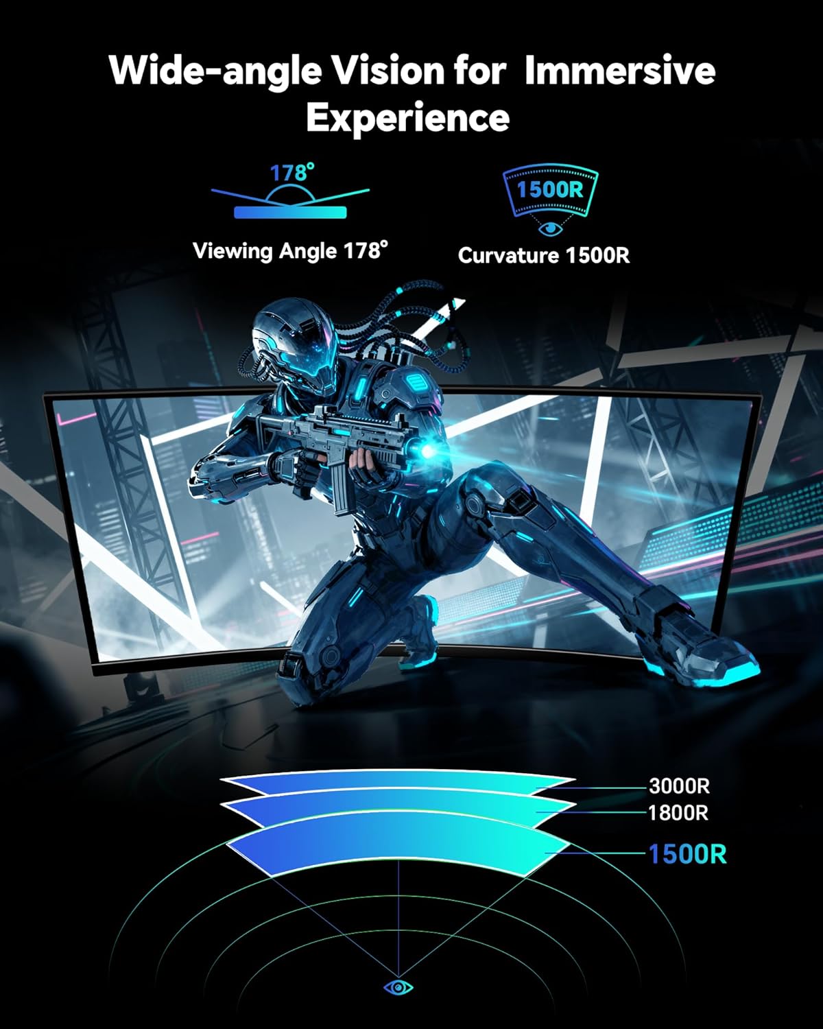 KTC 34 Inch UWQHD Curved Gaming Monitor, 3440x1440 Ultrawide PC Monitor 1500R, 180Hz 21:9 Display, Adaptive Sync, 1ms MPRT, 4000:1 Contrast, Tilt/Swivel/Pivot/Height Adjustment, HDMI2.0 & DP1.4,H34S5 - Image 2