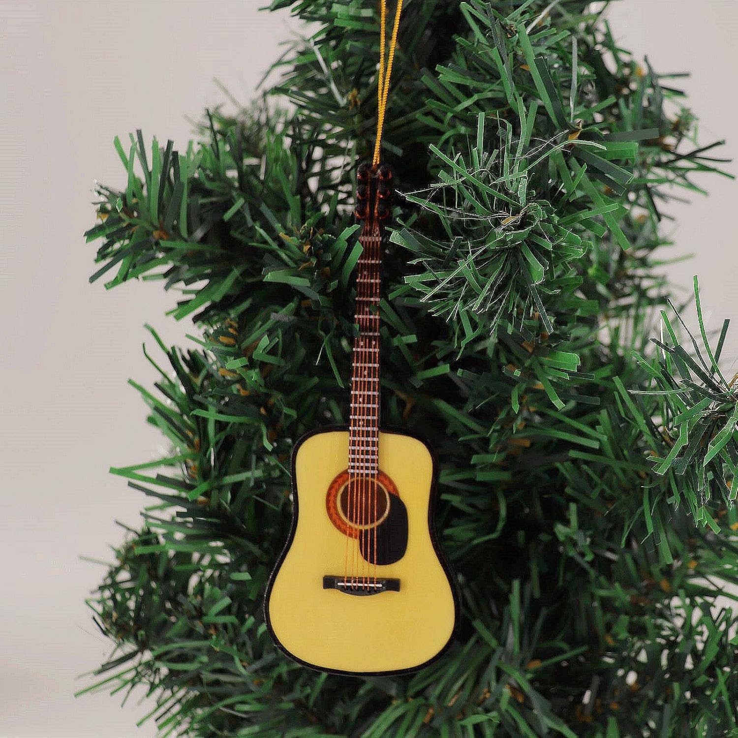 5.15" Wooden String Miniature Guitar Hanging Ornament Mini Musical Instrument Replica Music Birthday Gifts Holiday Tree Home Decoration Display Ornament Model (5.15" Acoustic Guitar) - Image 2