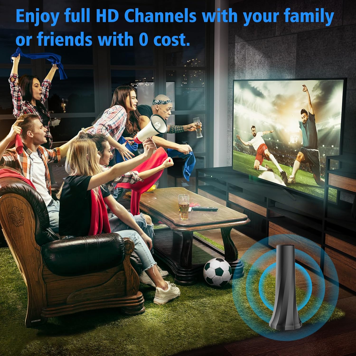 2026 TV Antenna Indoor,Antenna for Smart TV 1900+ Miles Range,HDTV Antennas for Local Channels 360° Signal Booster Reception,Portable Antenna Indoor Outdoor Support 8K 4K 1080p All TVs-25FT Coax Cable - Image 2