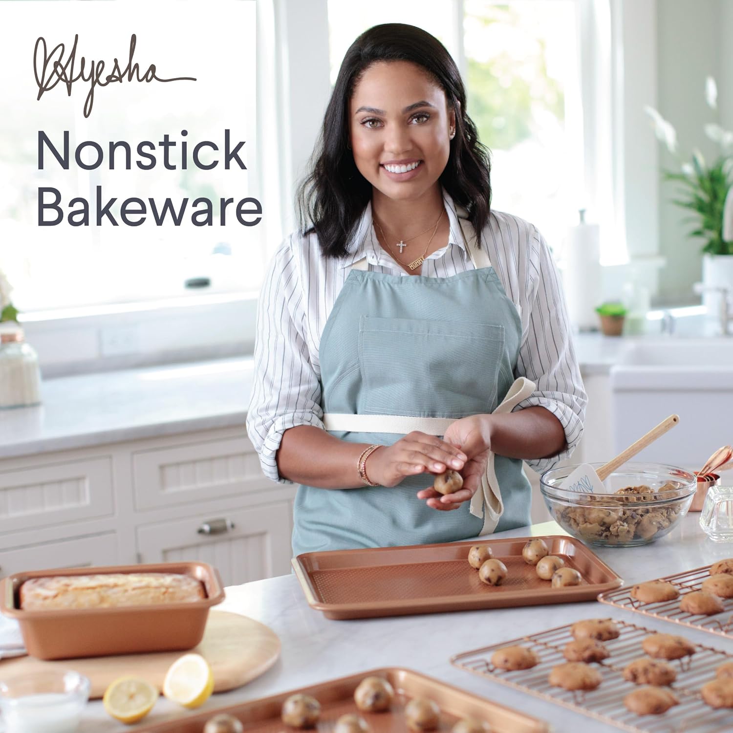 Ayesha Curry Kitchenware Bakeware Nonstick Baking Cookie, Loaf, Cake Pan Set, 7-Piece, Copper - Image 13