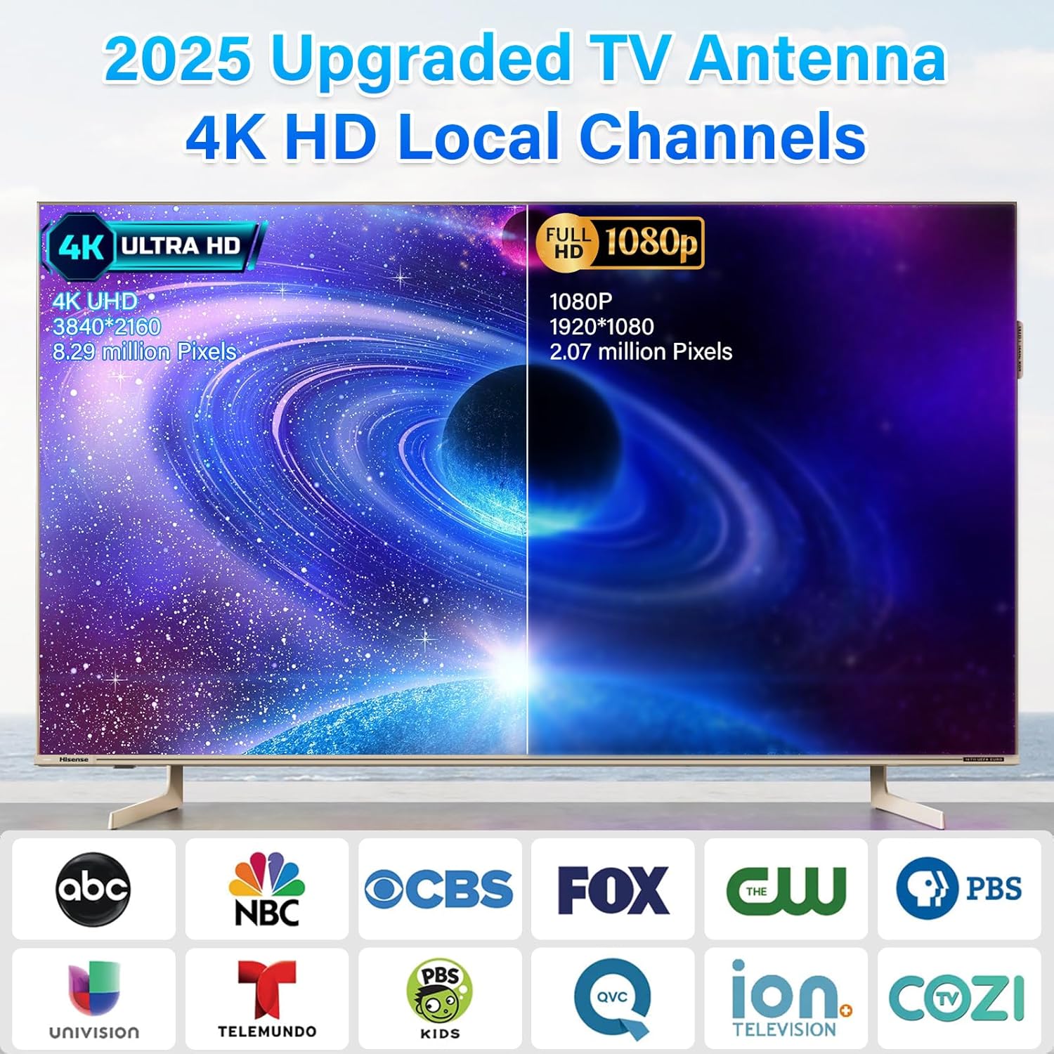 2025 TV Antenna Indoor,450+ Mile Range Digital Antenna for Smart TV,360°&Long Range Reception HDTV Antenna for Local Channels with Strong Magnetic Base Support 8K 4K 1080p All TVs 10FT Coax Cable - Image 4