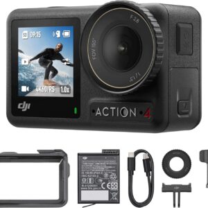 DJI Osmo Action 4 Essential Combo, 4K/120fps Waterproof Action Camera with a 1/1.3-Inch Sensor, Stunning Low-Light Imaging,10-bit & D-Log M Color Performance, Long-Lasting 160 Mins, Outdoor Camera