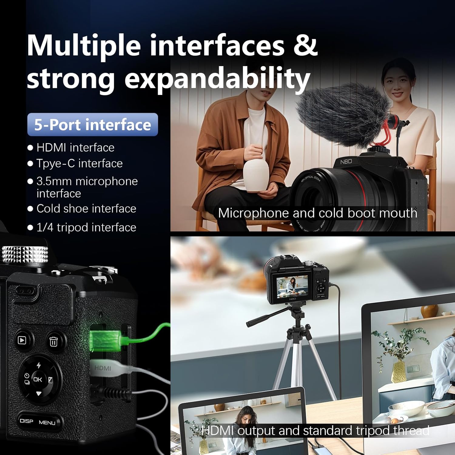 8K & 64MP Digital Camera for Photography, 48X Zoom (16X Optical + 3X Digital) with Moon Mode, 180° Flip Screen, WiFi, Micro HDMI, 64GB Card & 2 Batteries, Vlogging Camera for YouTube - Image 9