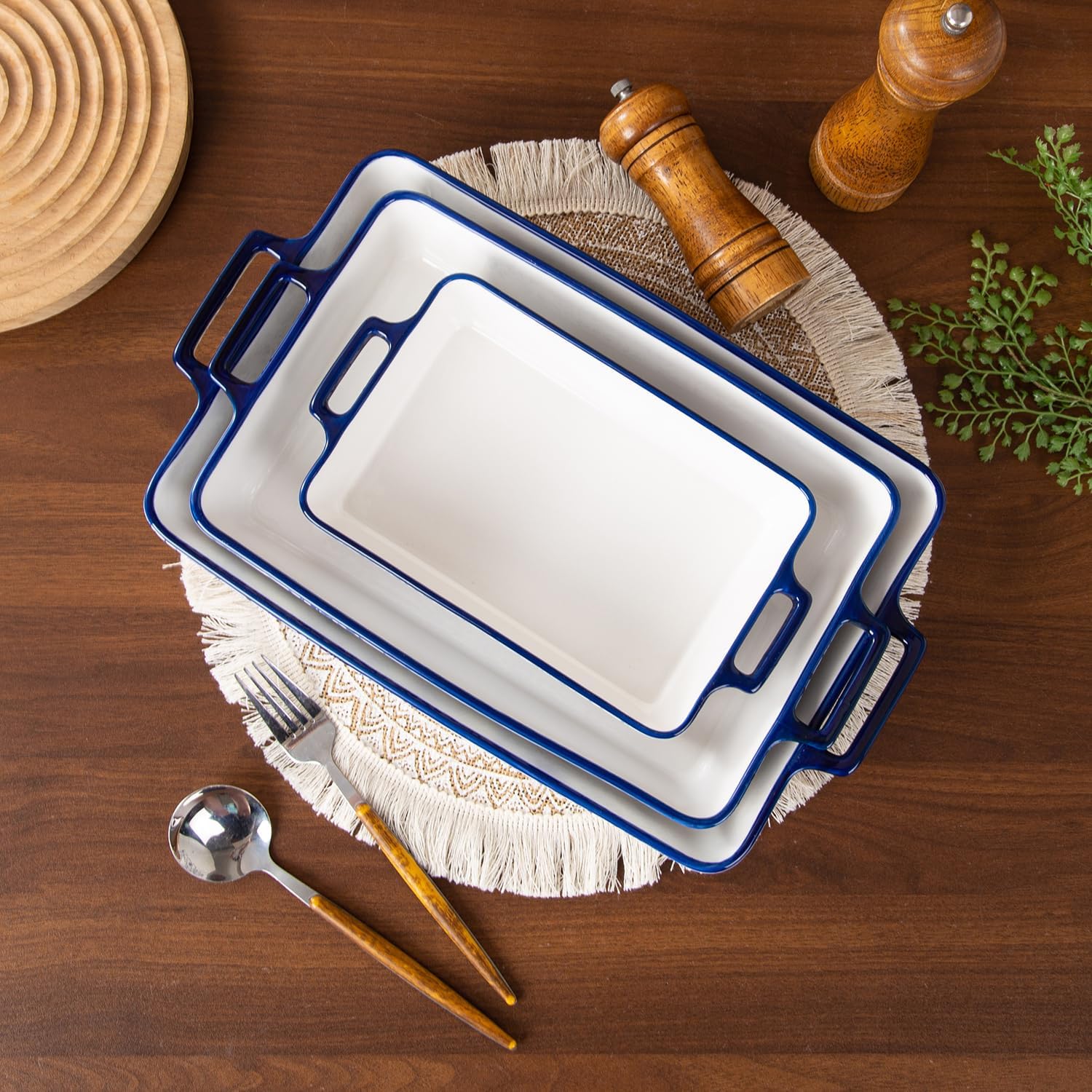 Bakeware Set Ceramic Baking Dish Casserole Dishes for Oven Rectangular Lasagna Pan for Cooking, Kitchen - Microwave Dishwasher Safe - Wedding & House Warming Gift, Set of 3, Blue - Image 8