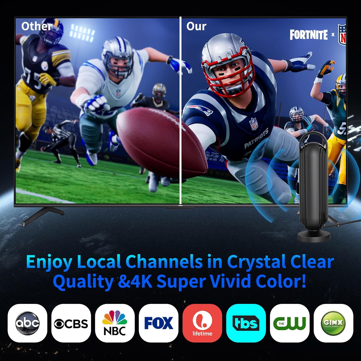 2025 TV Antenna for Local Channels tv Antenna Outdoor 999+ Miles Long Range Indoor/Outdoor tv Antenna for Smart 16.5ft Cable HD Antenna Supports 4K 8K1080p - Image 2