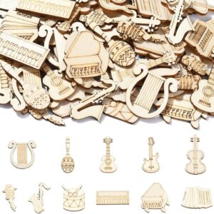 UR URLIFEHALL 200 Pcs Unfinished Musical Instruments Wood Cutouts Music Painting Wooden Shapes for DIY Crafts Party Concert Home Decor