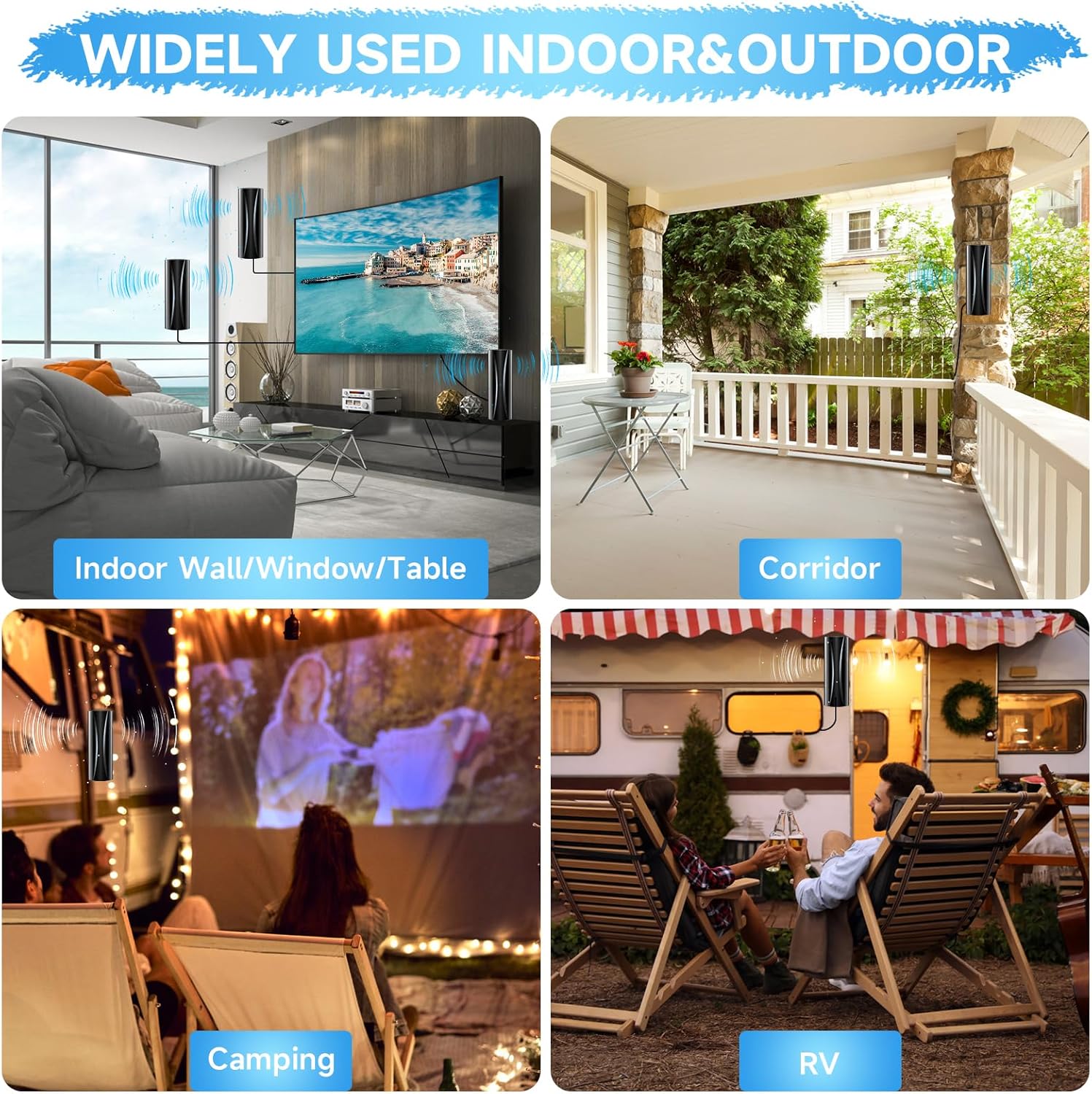 2025 Strongest Digital TV Antenna, 2200+Miles RangeTV Antenna for Smart TV Indoor, 360° Reception TV Antenna Indoor with Amplifier Signal Booster- Support 4K 8K 1080p with 38ft Thick Coaxial Cable - Image 5