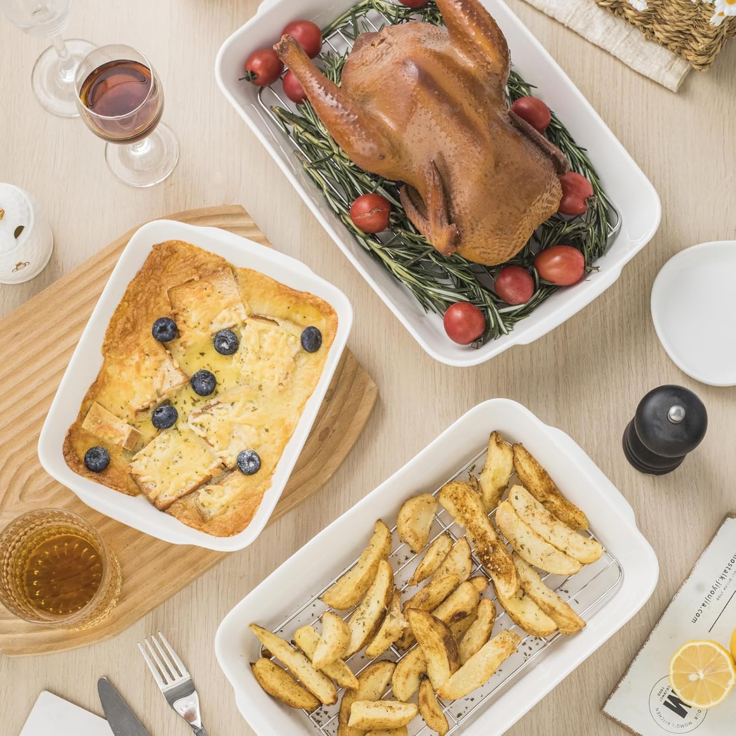 Baking Dish Set for 4, Ceramic Bakeware Sets with Handles, Casserole Dishes for Oven, Kitchen Decor, Microwave Oven Safe (1.2QT/2QT/3QT/4.2QT) - Image 6