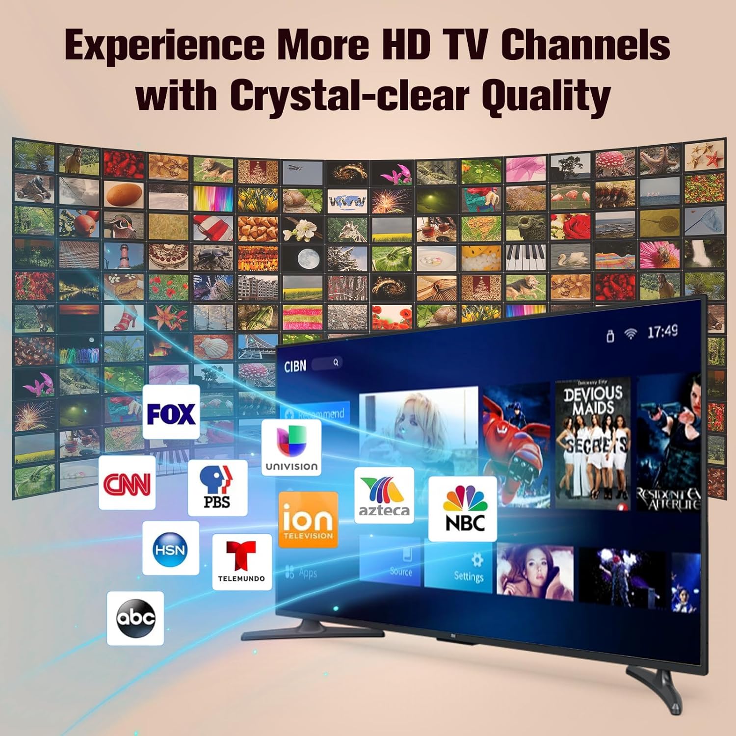 2025 Upgraded TV Antenna Indoor, 1200+ Miles Long Range Digital Antenna for Smart TV, Strongest Antenna for Local Channels, HD, Supports 4K, 8K, 1080P - Image 3