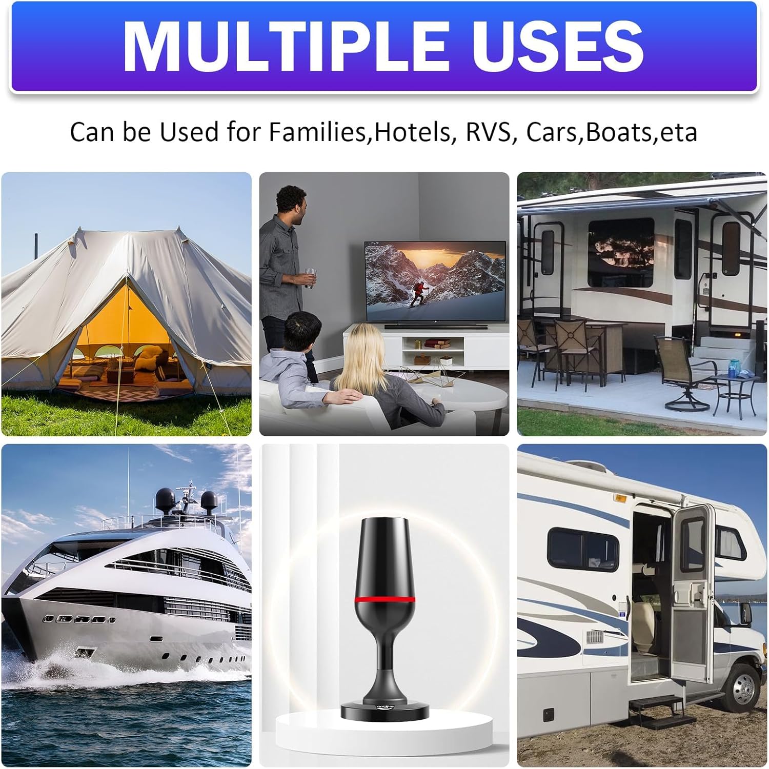 Digital TV Antenna for Smart Tv Indoor TV Antenna for Tv Without Cable with Strong Magnetic Base, 360° Reception HD Antenna for TV Indoor 4k -10FT Long Cables(Red-V15712 - Image 7