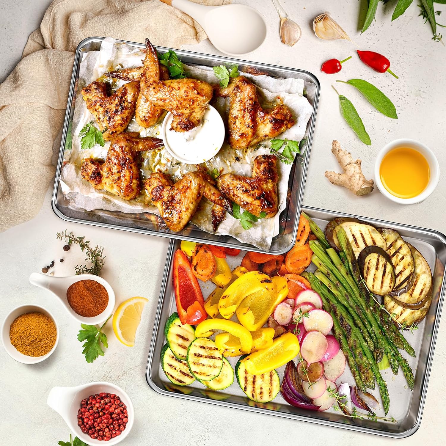 Baking Sheet Set of 3, Commercial Grade Stainless Steel Cookie Sheets for Baking, 12/16/17.5 Inch, Thicker and Firmer Baking Pans Set, Rust & Warp Resistant & Nonstick, Nontoxic&Heavy Duty&Easy Clean - Image 8