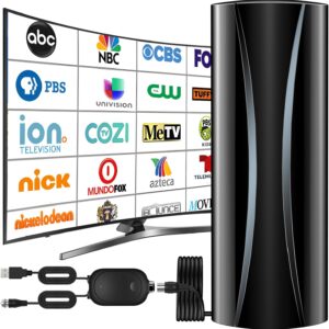 3200+ Miles TV Antenna Indoor, 360° Reception Digital Antenna for Smart TV and Old TVs, HD Antenna for Local Channels with Amplifier Signal Booster Support 4K 8K 1080p -38ft Thick Coaxial Cable