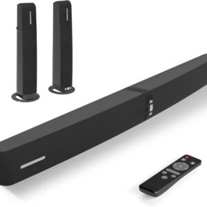 Sound Bar for Smart TV,90W Soundbar with Bluetooth/ARC/Optical/AUX Connect, Auto Volume Boost, 3 Customizable Equalizer Modes, 2 in 1 Detachable Soundbar for TV/PC/Gaming/Projectors