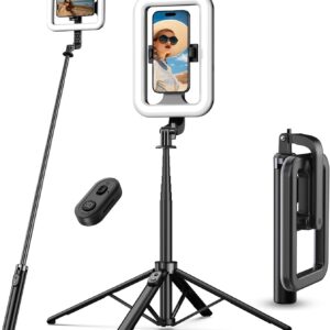 M MYBAT PRO Selfie Ring Light with 72″ Tripod Stand – Extendable Selfie Stick with Light for Phone, Live Streaming, Makeup, Travel, Gaming, Video, Includes Phone Holder& USB-C Powered