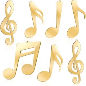 Ferraycle 15 Christmas Treble Clef Ornament Hanging Musical Note Ornament Treble Clef Christmas Tree Decoration Instrument Decoration with Ribbon for Xmas Tree Music Jewelry(Gold)