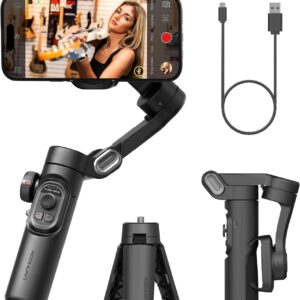 AOCHUAN Phone Gimbal Stabilizer 3-Axis Smartphone Foldable Handheld Gimbal for iPhone with Focus Wheel TikTok YouTube Vlog Stabilizer for iPhone16 15 14 13 12 Pro Max Android-Smart XE