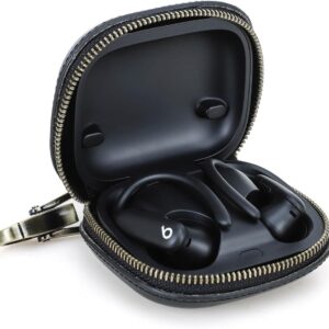 Hiram Leather Case Replacement for Beats Powerbeats Pro 2 2025,Vegetable-Tanned Cowhide Leather‌ Portable Travel Headphone Case Compatible with Powerbeats Pro 2 Charging(Black)