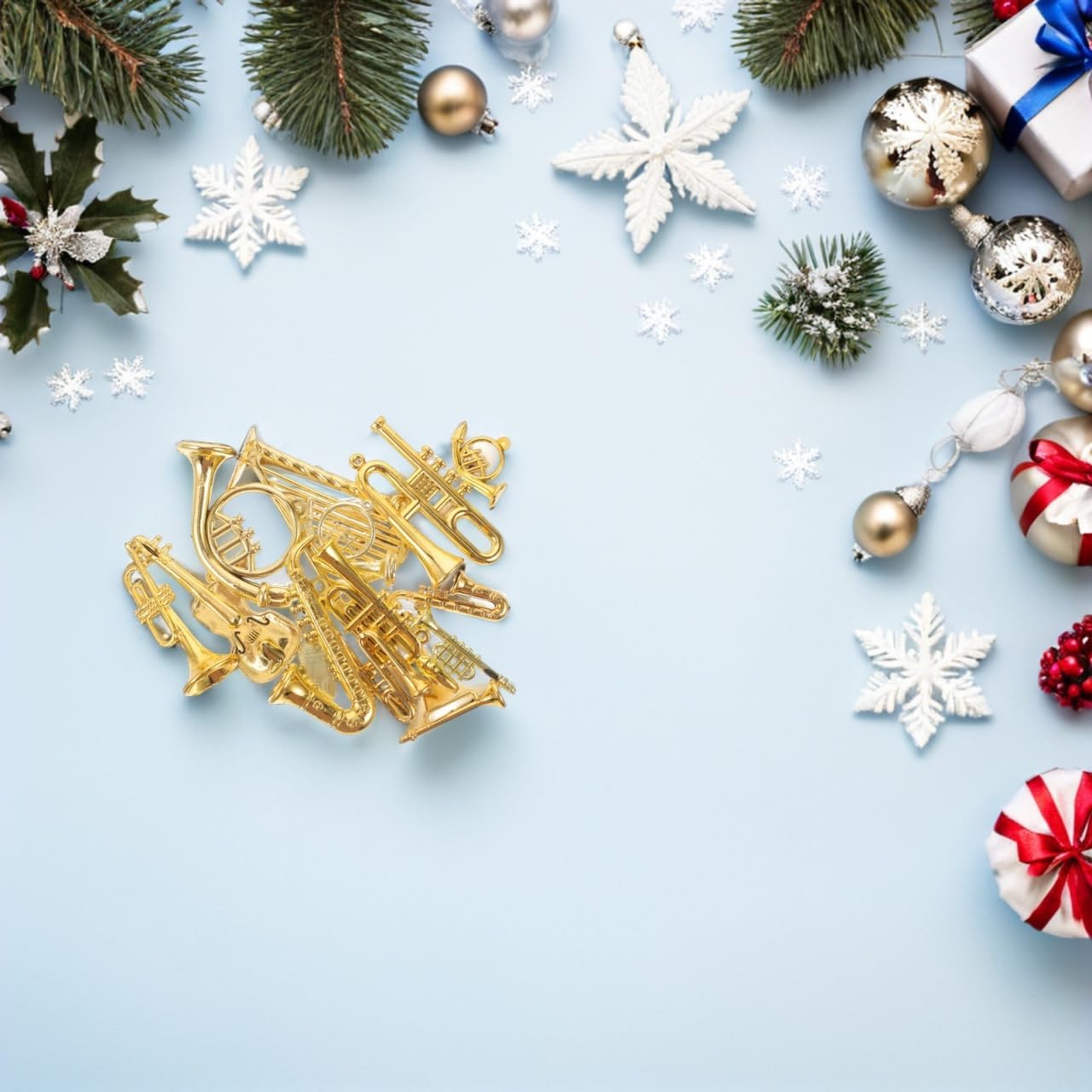 VOSAREA 28pcs Miniature Musical Instrument Ornaments Tiny Trumpet Violin Flute Models Christmas Tree Pendants for DIY Craft Accessories - Image 2