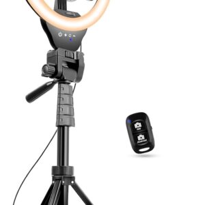 Sensyne 12-inch Ring Light with 67-inch Selfie Stick, Tripod and Phone Holder, Selfie Remote Control Circle Light for Live Stream/Video Recording/TikTok, Compatible with All Phones and Cameras