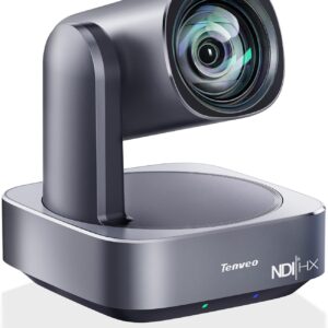 Tenveo NDI PTZ Camera 4K AI Auto-Tracking 12X Optical Zoom USB3.0 LAN PoE HDMI Wide Angle Lens IP Live Streaming Camera for Church Worship Video Conference Broadcast Events YouTube OBS vMix