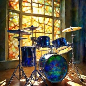 UPABLUNSO Color Drum Stage Musical Instrument Diamond Painting, 5D Sparkling Diamond Painting Kit for Adults Beginners Home Wall Decor DIY Gift Drill Round Art Gems 12×16 inch