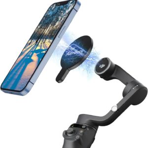 Aerbeis OM Magnetic Phone Mount for DJI Osmo Mobile 8/7P/OM 7/OM 6/SE/OM 5/OM 4 SE/OM 4 Magsafe Quick-Release Adapter Magnet Clamp Clip, Mounting for Video Photo Shooting Phone DJI Gimbal Accessories