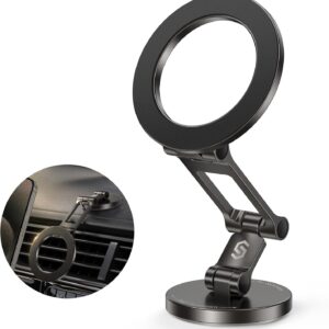 Syncwire Fits MagSafe Car Mount for Car Dash&Tesla Screen[All-Metal] Magnetic Phone Holder, [Flexible Three-axis]360° Rotation Car Mount Strong Magnets Car Phone Holder for iPhone 17 16 15 14 Pro Max
