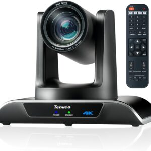 Tenveo UHD 4K PTZ Conference Room Camera 12X Optical Zoom USB3.0/HDMI Wide View Angle, 4K PTZ Camera for Video Conference Church Services Worship Events, Zoom/OBS/YouTube Live Streaming