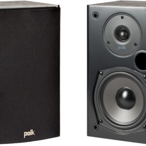 Polk Audio T15 Home Theater and Stereo Bookshelf Speakers – Deep Bass Response, Dolby and DTS Surround, Wall-Mountable, Pair, Black