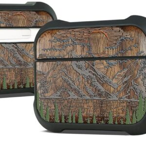 for AirPods Pro 3 Case, Shockproof Wooden Cover with Quick Released Keychain for AirPods Pro Case 3rd Generation (2025) Compatible with Wireless Charging, (Mountain Dawn) Walnut