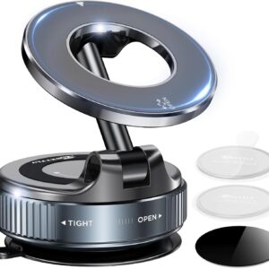 Vacuum Magnetic Phone Holders for Your Car 2026 Suction Cup Phone Mount with Washable Nano Gel Pads 360° Adjustable Phone Mount,Travel Gifts, Car Phone Holder for Smartphone Car/Gym/Mirror