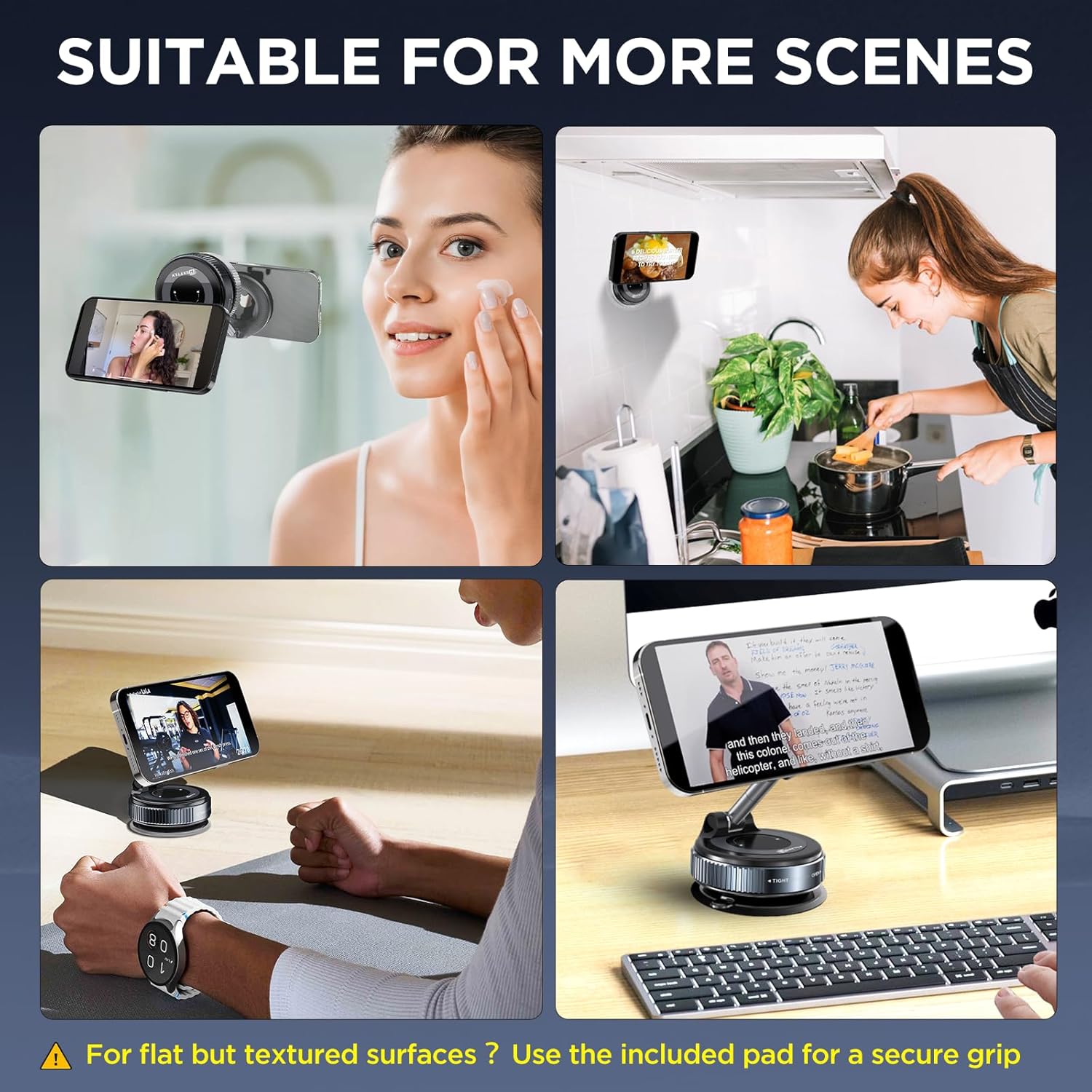 Vacuum Magnetic Phone Holders for Your Car 2026 Suction Cup Phone Mount with Washable Nano Gel Pads 360° Adjustable Phone Mount,Travel Gifts, Car Phone Holder for Smartphone Car/Gym/Mirror - Image 7