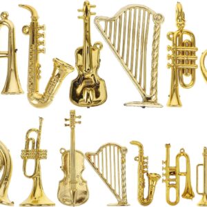 LOGOFUN 39pcs Hanging Instrument Ornaments Mini Instrument Model Pendants Musical Instruments Hanging Decorations for Christmas Tree Decor – Gold