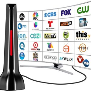 Digital TV Antenna Indoor for Smart TV, 4K HD TV Antenna for Local Channels Indoor Without Cable – Magnetic Base, 360° Reception, 8.2ft Cable, 120 Miles Range – Support All HDTV After 2007