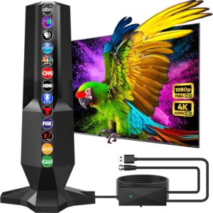 2026 TV Antenna Indoor,Antenna for Local Channels with Signal Booster,Digital Antenna for Smart TV with 2500+ Miles Long Range,Portable Antenna Support 8K 4K 1080p TVs-HDTV Antennas 25ft Coax Cable