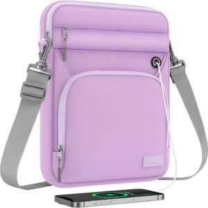 MoKo 9-11 Inch 360° Protective Tablet Sleeve Bag, Fits 11 inch iPad Air M3, iPad A16 2025, Pro 11 M5, iPad 10/9/8/7th, Tab S8/S9 11, Multifunctional Bag with Shoulder and Headphone Port, Purple