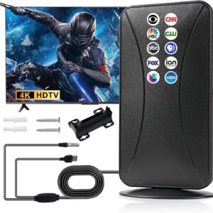 Indoor HDTV Antenna for Smart TV, 2025 Upgraded Digital Antenna, Supports 4K 1080p, Long-Distance Reception up to 1400+ Miles, Easy to Set Local Channels