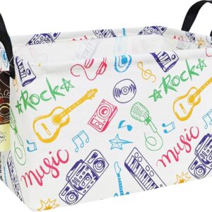 HUNRUNG Rectangle Storage Basket Cute Canvas Organizer Bin for Pet/Children Toys, Books, Clothes Perfect for Rooms/Playroom(REC-Musical instrument)