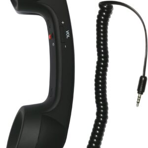 Retro 3.5mm Telephone Handset Cell Phone Receiver Mic Microphone Speaker for iPhone iPad Mobile Phones Cellphone Smartphone (Black)