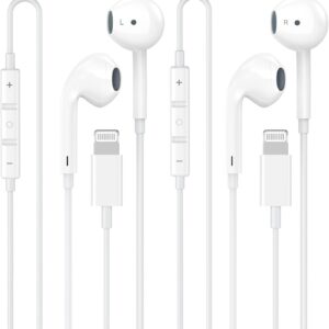 [Apple MFi Certified] for iPhone Headphones Wired Earbuds/Earphones with Built-in Microphone & Volume Control HiFi Stereo Nosie Reduction Compatible for iPhone 14 13 12 11 Pro Max XS XR X 8 7, 2 Pack