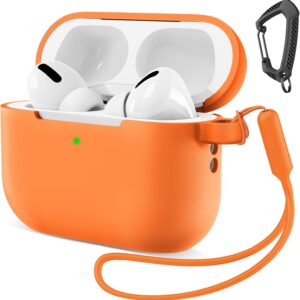 MATEPROX Compatible with AirPods Pro 3 Case with Keychain/Hand Strap, Airpod Pro 3rd Generation[2025] Silicone Protective Shockproof Headphone Cover Support Wireless Charging-Orange